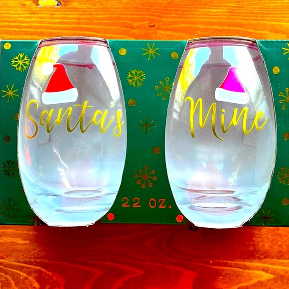 Santa’s & Mine Stemless Wine Glasses - Picture 1 of 6